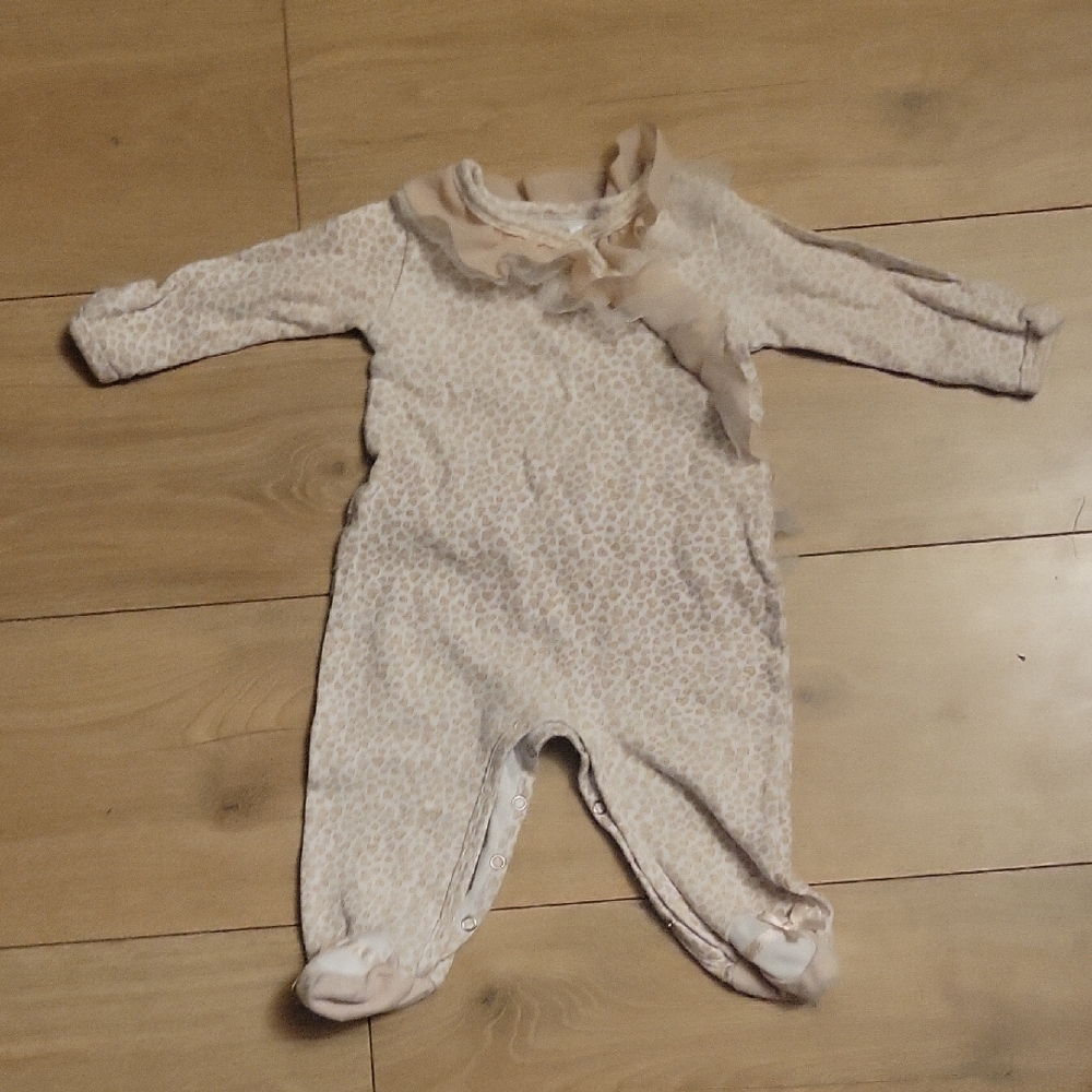 Charming Beige Leopard Print Baby Footie